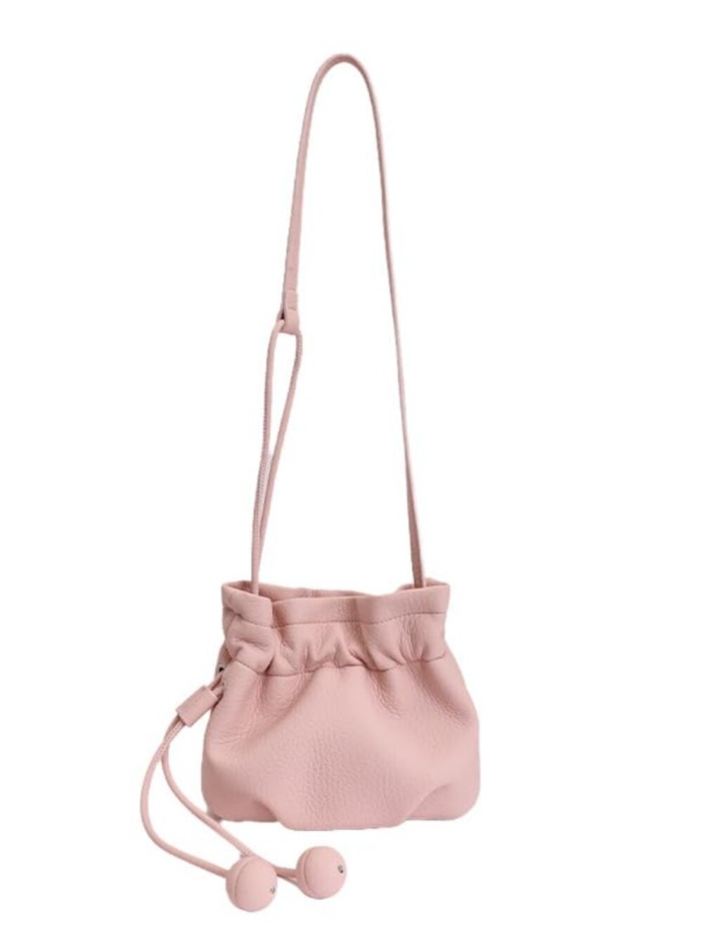 Vegan Leather Bucket Bag Small Drawstring Crossbody Shoulder Purse Soft Cloud